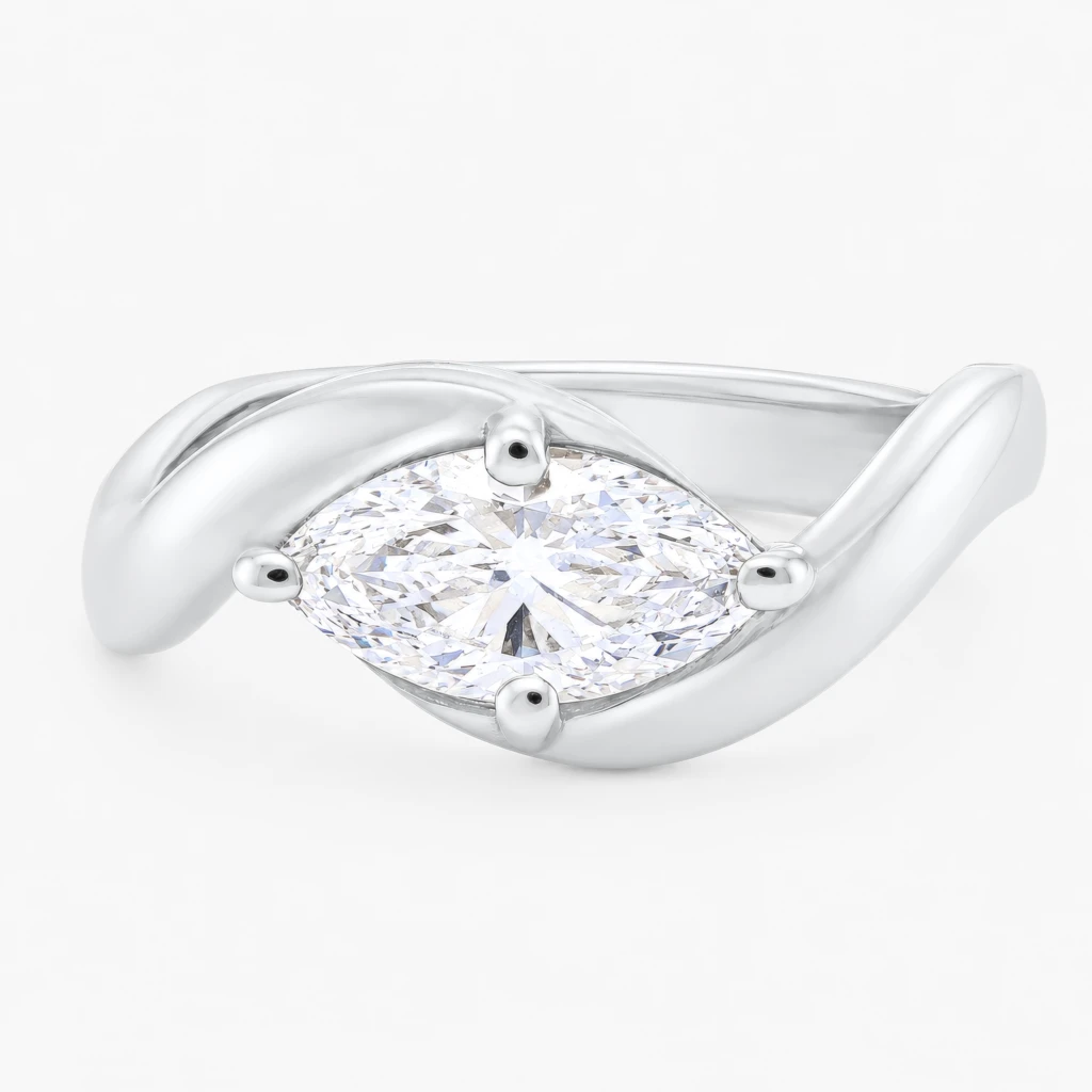 Odette 1ct Marquise Bypass Ring White Gold