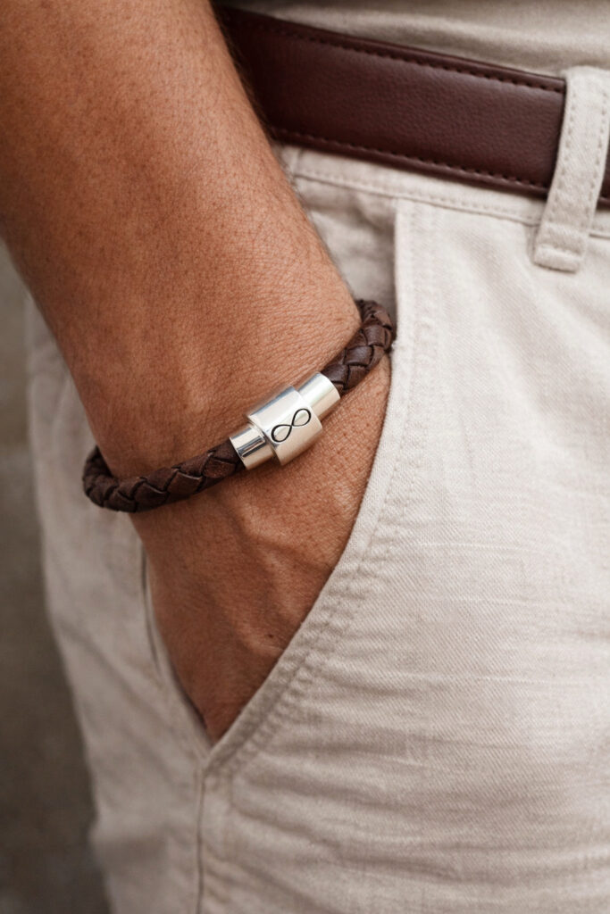 Embroidered Leather Front Locket Bracelet