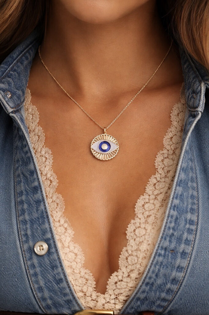 Evil’s Eye Enamel Disc Necklace