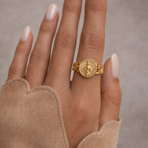 Small Goddess on Throne Authentic Disc Ring