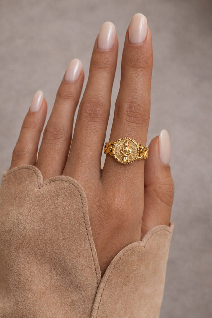 Small Goddess on Throne Authentic Disc Ring