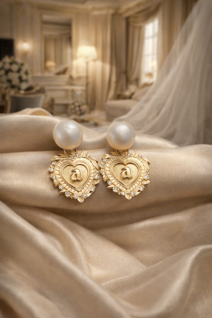 Personalized Maximalist Heart Pearl Earrings