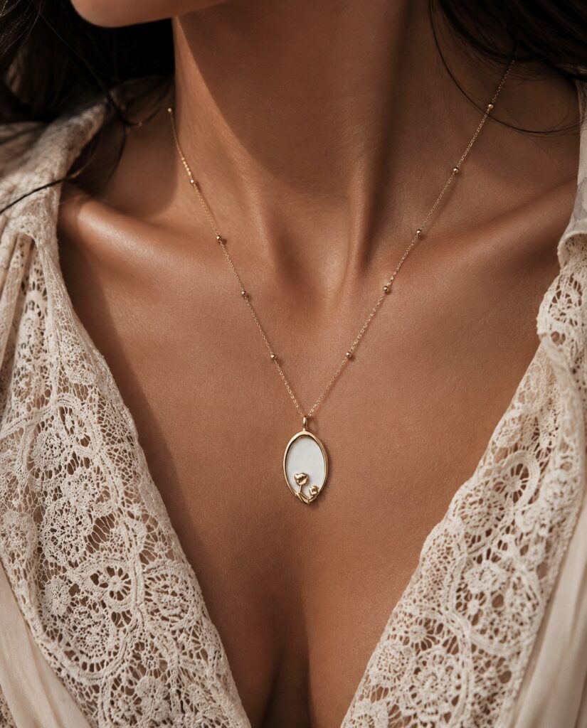 Breast Milk Oval Necklace