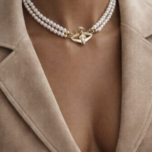 Crowned Goddess On Throne Pearl Necklace