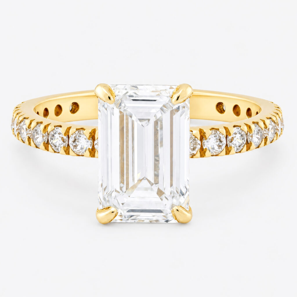 Saraya 3ct Emerald Diamond with Hidden Halo Ring