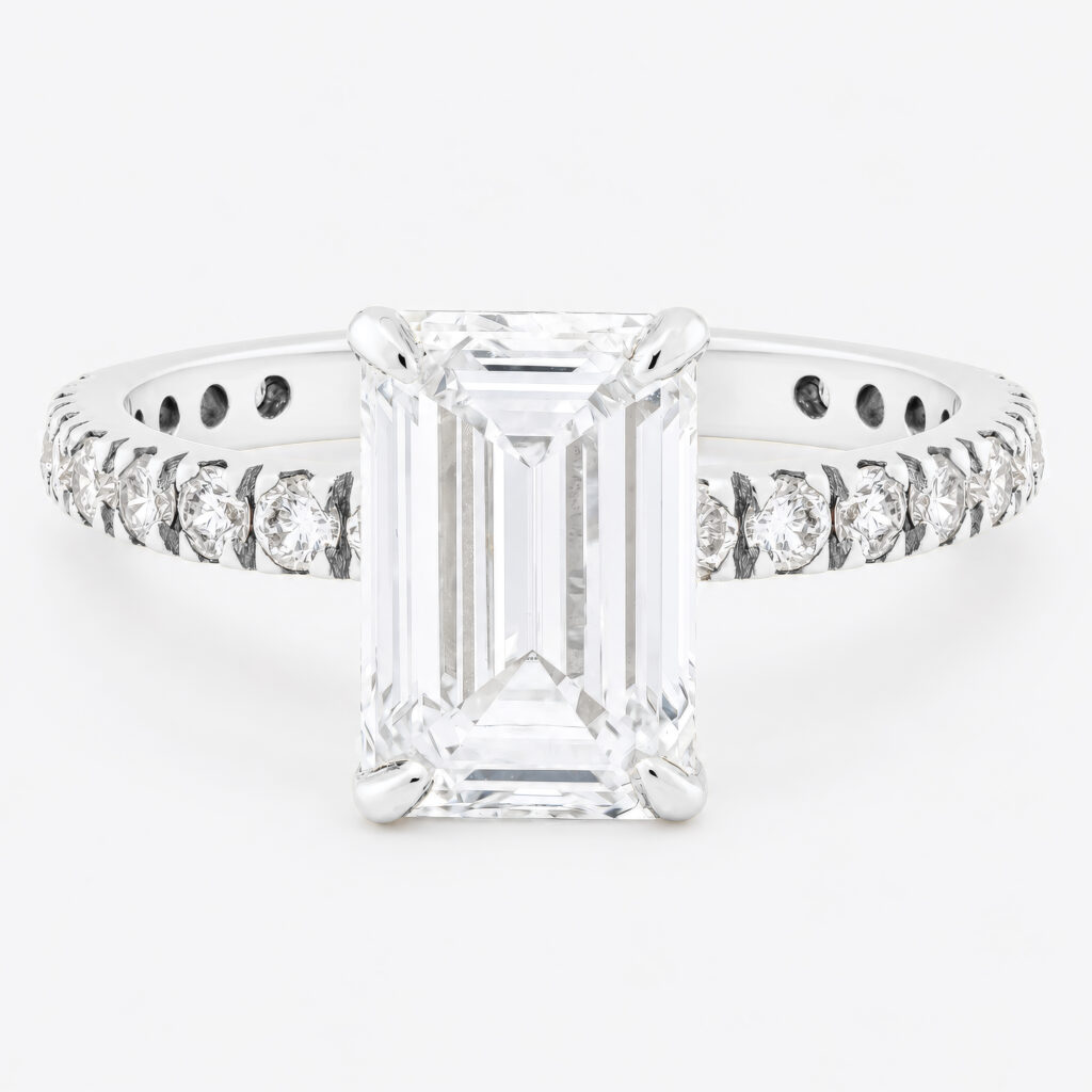 Saraya 3ct Emerald Diamond with Hidden Halo White Gold Ring