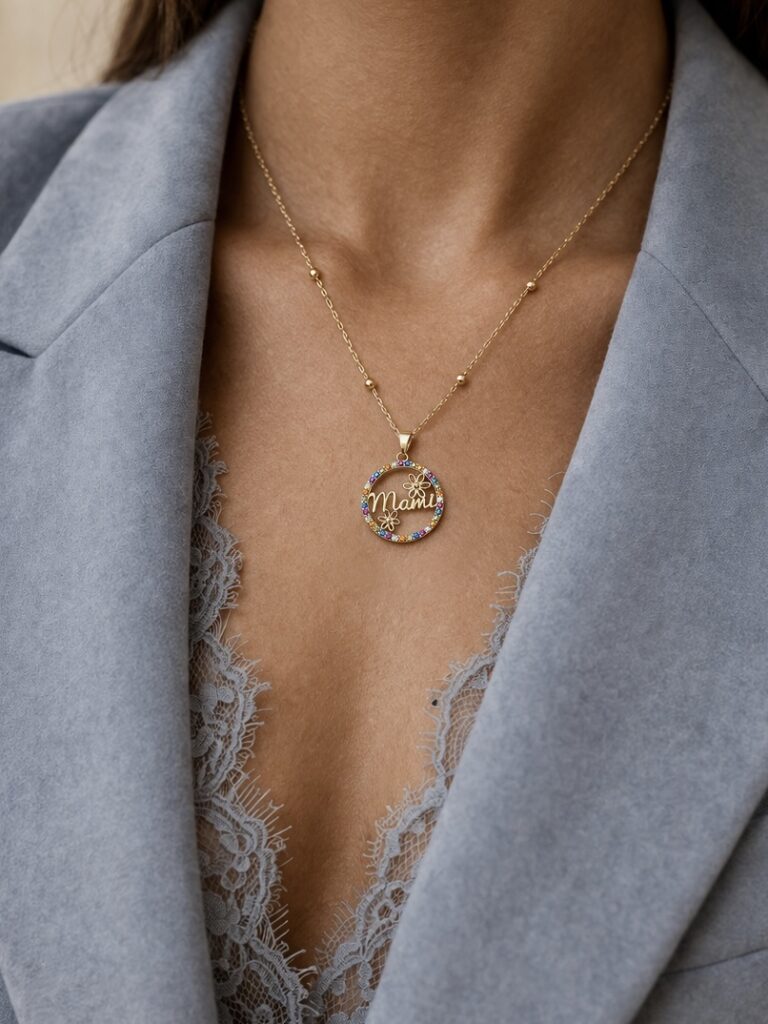 Floral Cycle Name Pendant Necklace