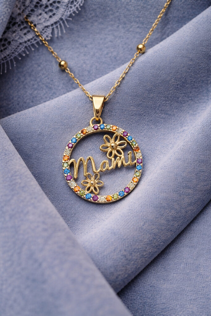 Floral Cycle Name Pendant Necklace