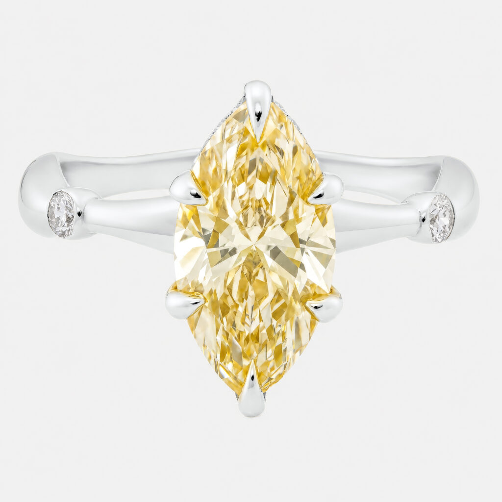 Heliora 2ct Marquise Diamond with Hidden Halo White Gold Ring