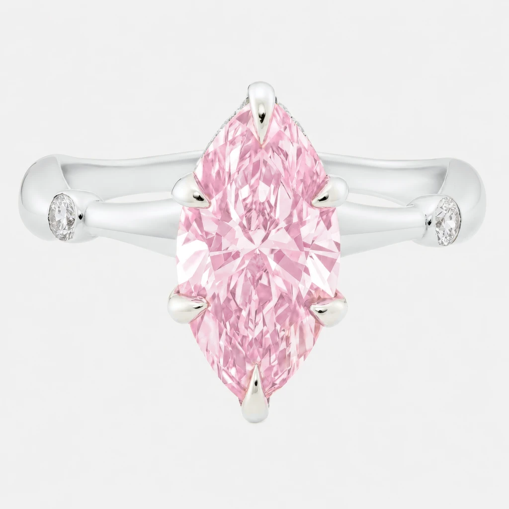 Heliora 2ct Pink Marquise Diamond with Hidden Halo White Gold Ring