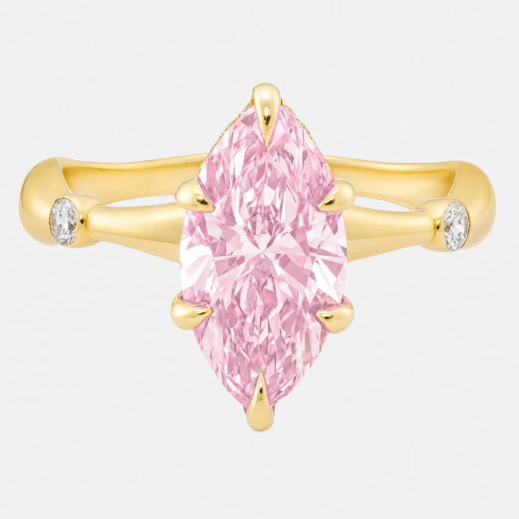 Heliora 2ct Pink Marquise Diamond with Hidden Halo Ring