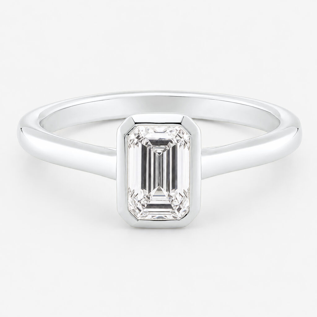 Mina Bezel 1ct Emerald High Cathedral Shank White Gold Ring