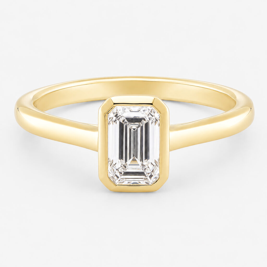 Mina Bezel 1ct Emerald High Cathedral Shank Ring