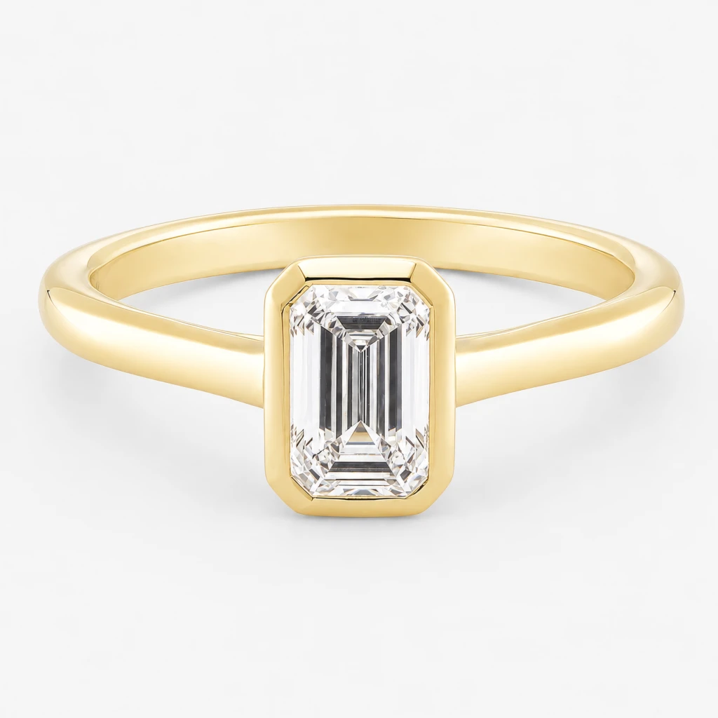 Mina Bezel 1ct Emerald High Cathedral Shank Ring