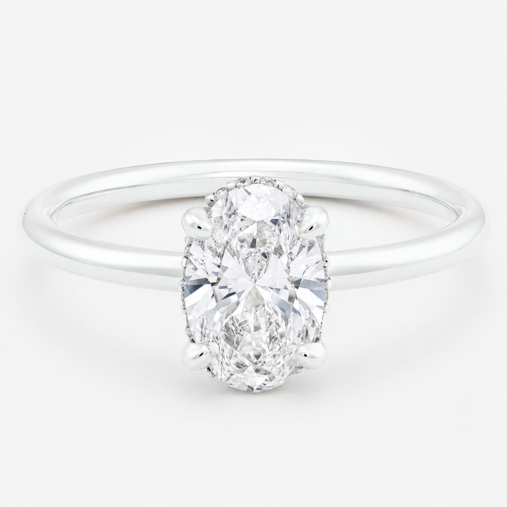 Hana 1ct Oval Diamond with Hidden Halo White Gold Ring