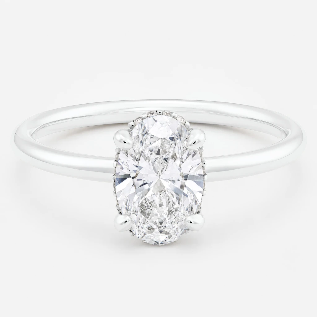 Hana 1ct Oval Diamond with Hidden Halo White Gold Ring