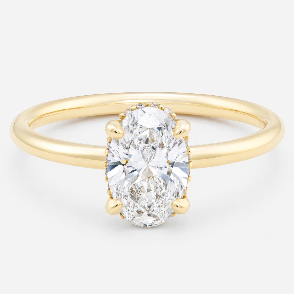 Hana 1ct Oval Diamond with Hidden Halo Ring