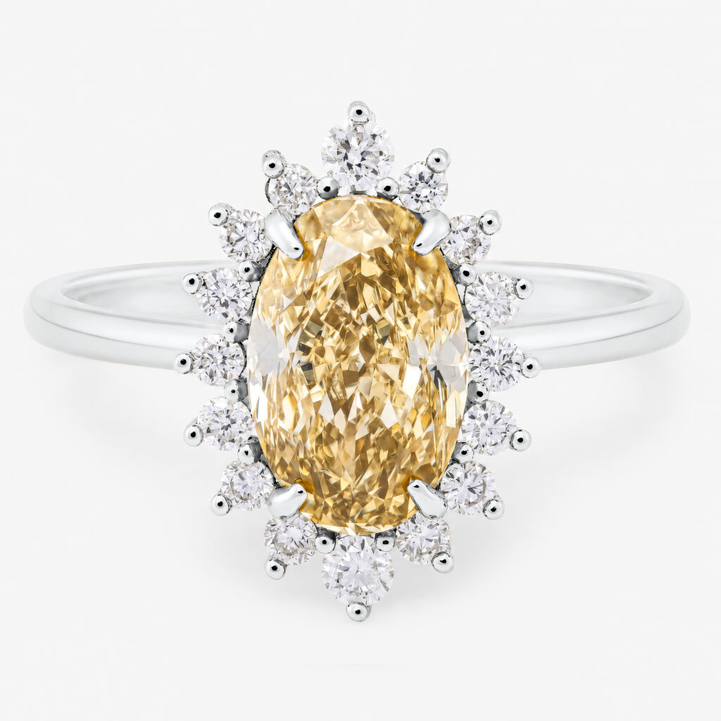 Âme du Soleil 2ct Yellow Oval Diamond White Gold Ring