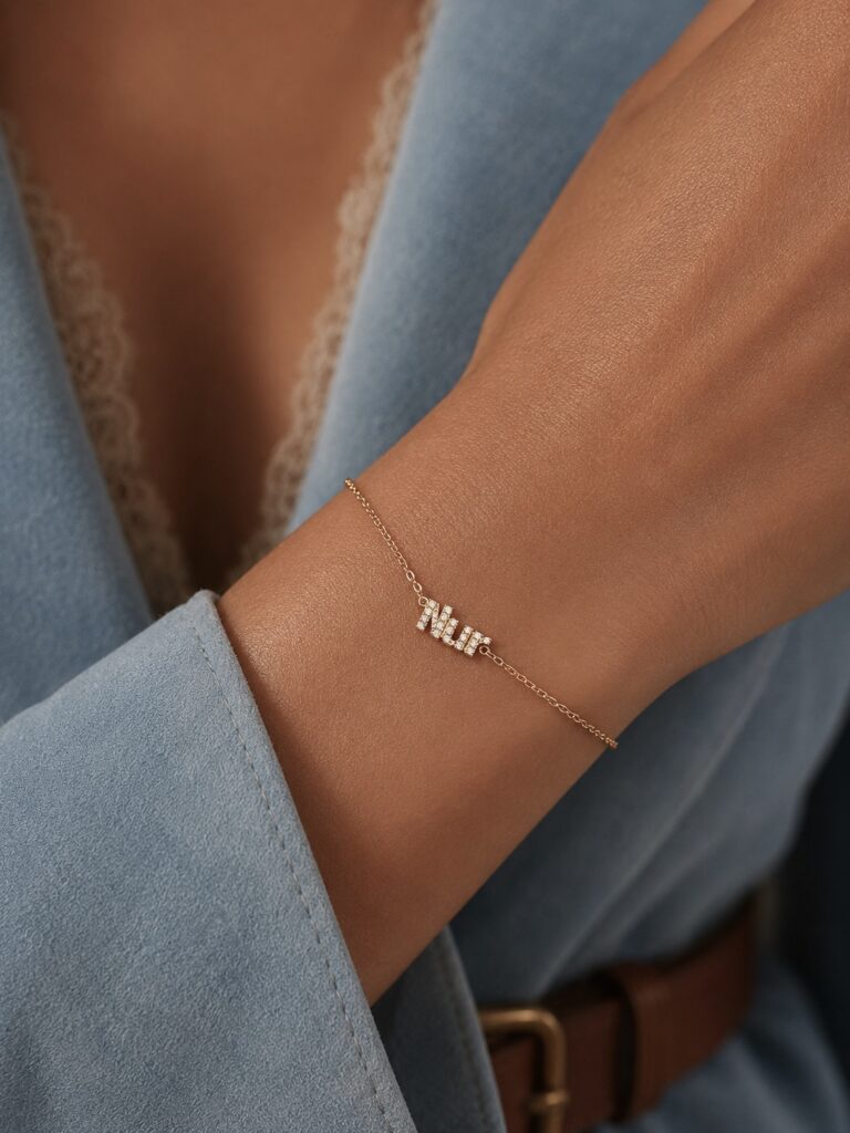 Sparkling Minimal Name Bracelet