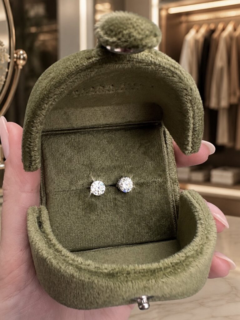 Hidden Halo Diamond Studs Earrings