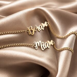 Baby Name Bracelet with Butterfly Detail