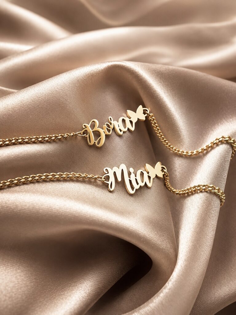 Baby Name Bracelet with Butterfly Detail