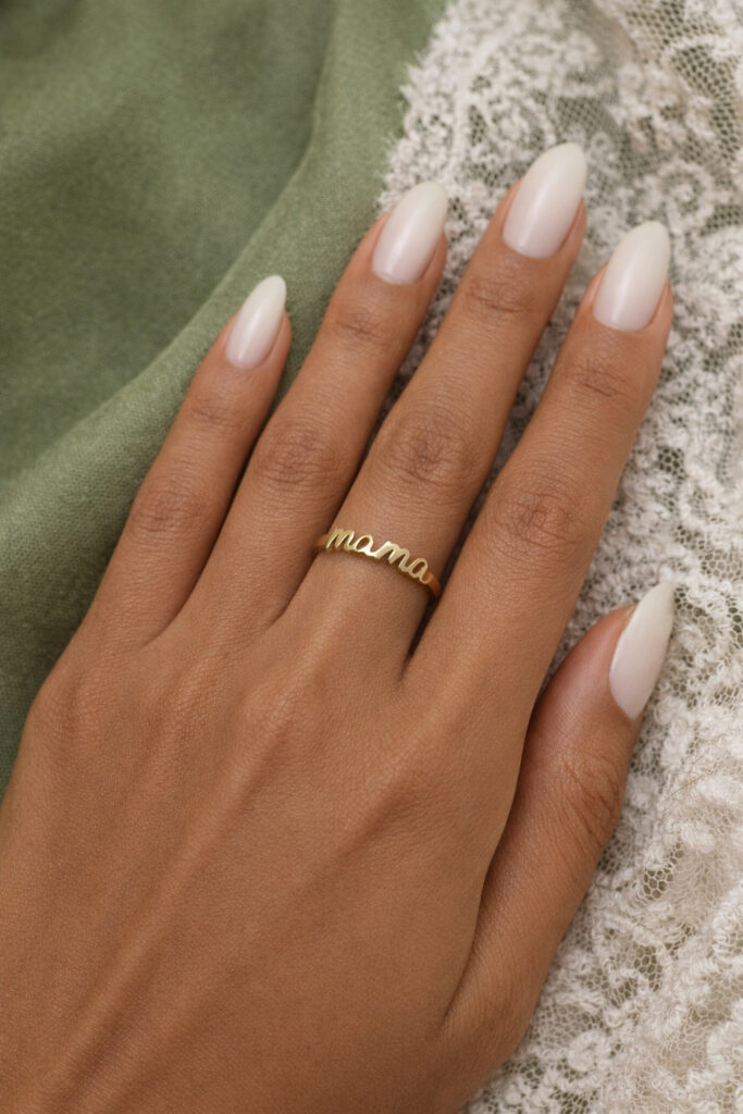Golden Script Name Ring