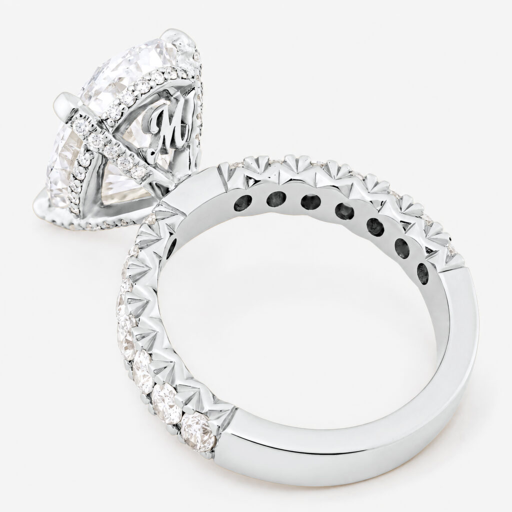 Lumière d’Amour 7ct Oval Diamond with Fishtail detailed Band White Gold Ring