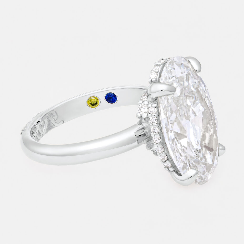 The Vow 7ct Oval Diamond with Birthstones White Gold Ring