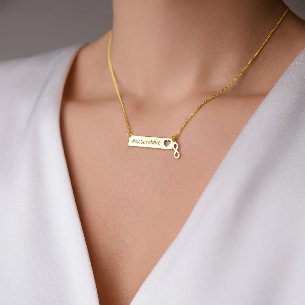 Classic Bar & Infinity Detail Necklace