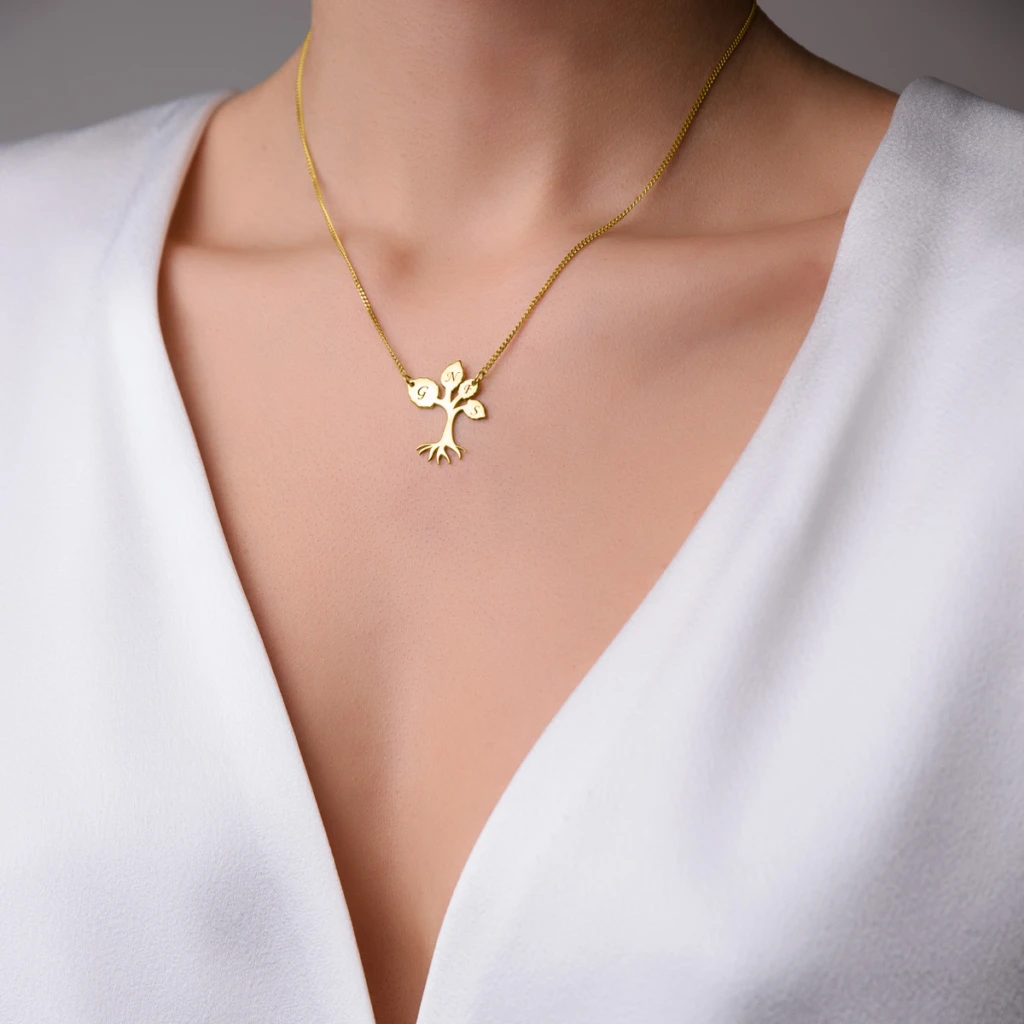 Family Tree with Four Leaves Necklace