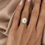 Breast Milk Oval Ring with Baby Foot & Hair Strands