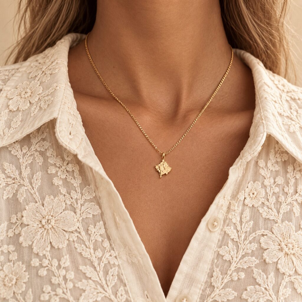 Minimal Kosova Map Necklace