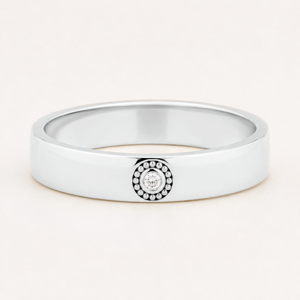 Milgrain White Gold Wedding Band