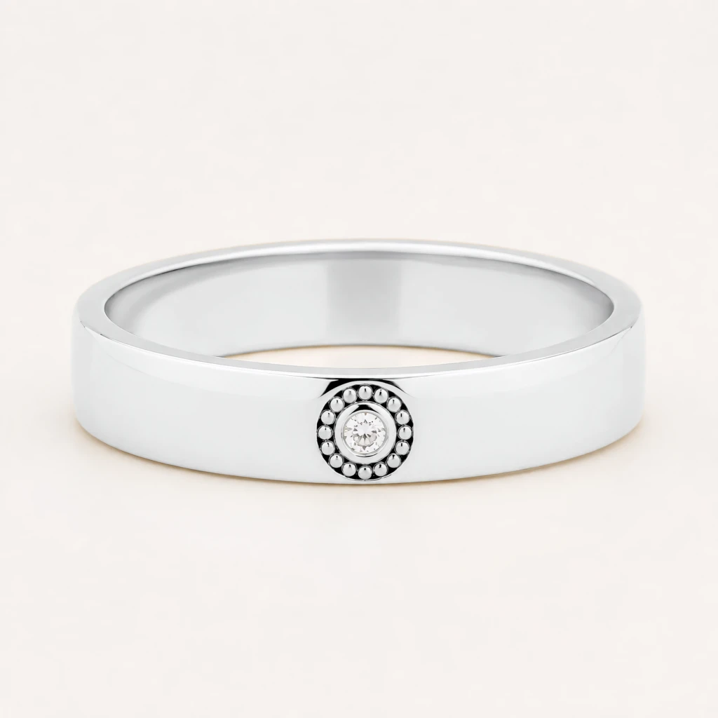 Milgrain White Gold Wedding Band