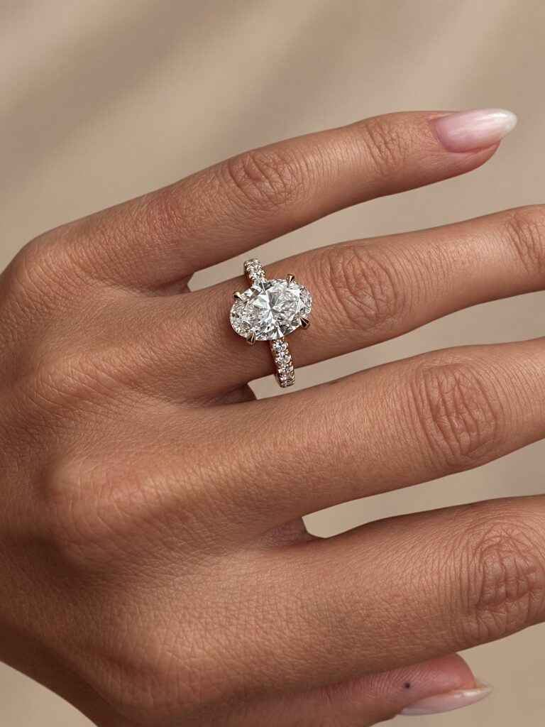 Grâce Éternelle 3ct Oval Diamond Ring with Hidden Initials