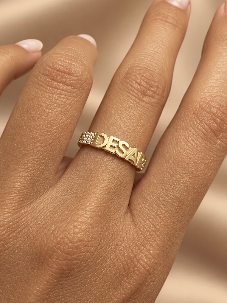 Personalized Pavé Name Ring