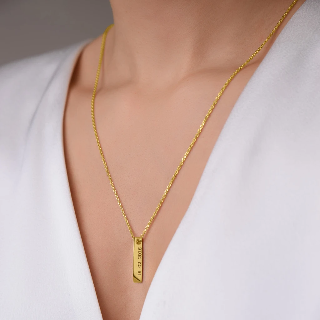 Personalized Triangle Bar Necklace
