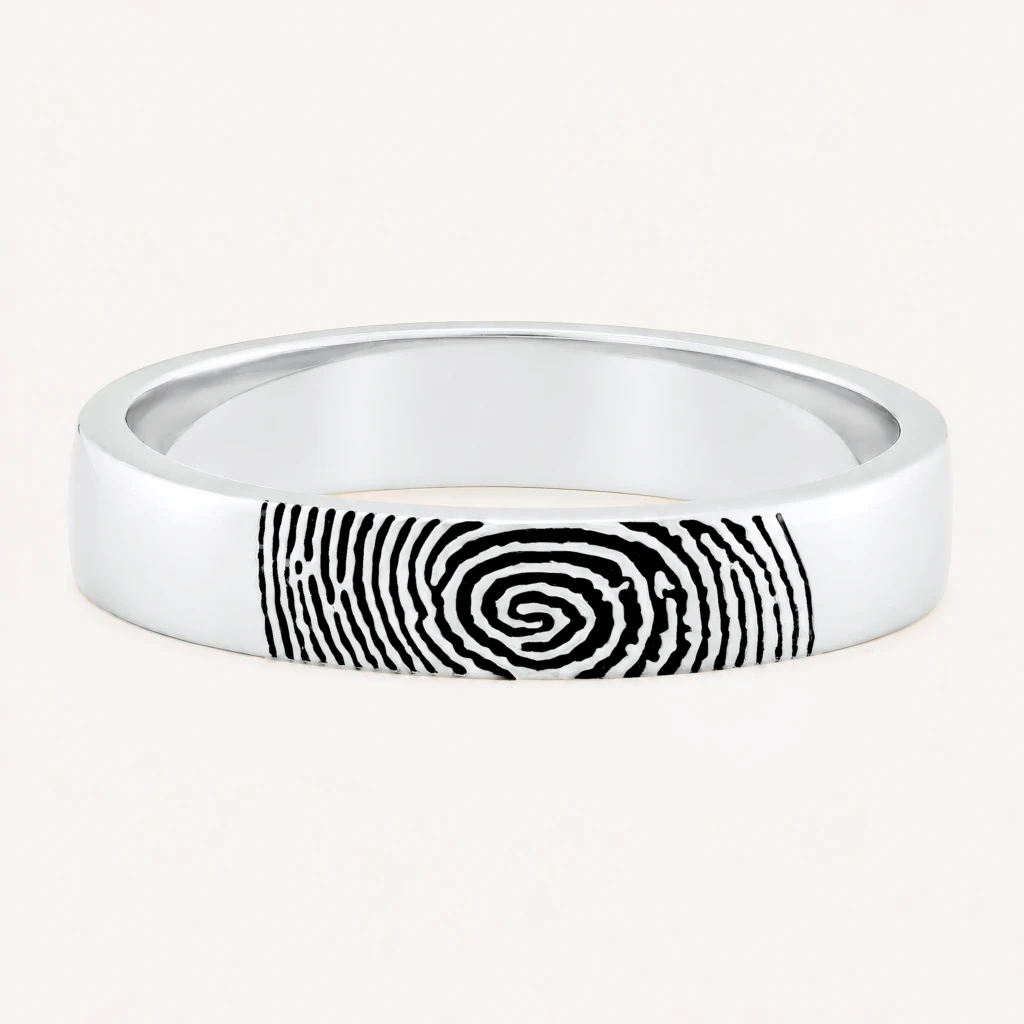 Love Imprint 4mm White Gold Wedding Band