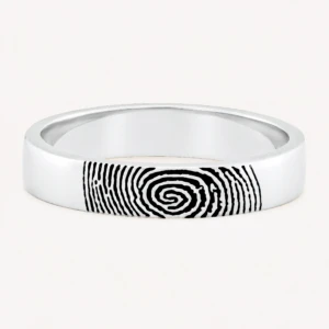 Love Imprint 4mm White Gold Wedding Band