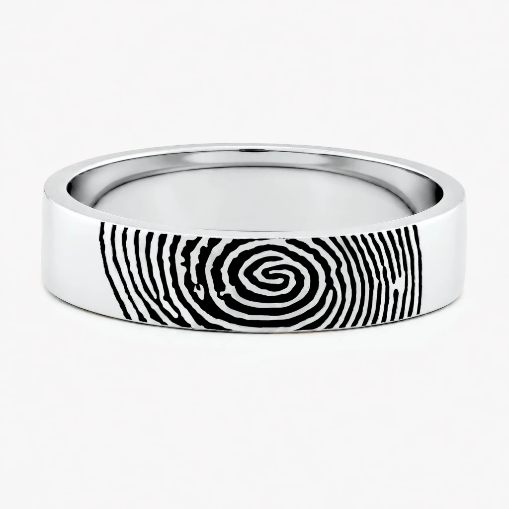 Love Imprint 5mm White Gold Wedding Band