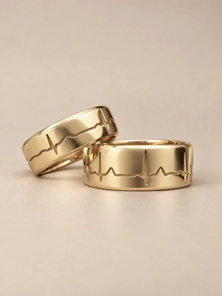 Heart Beat Wedding Band 8mm
