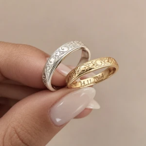 Floral Engravings His Wedding Band