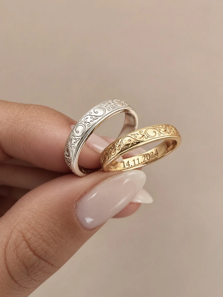 Floral Engravings His Wedding Band