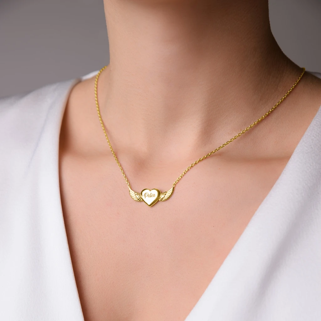 Angel Heart Personalized Necklace